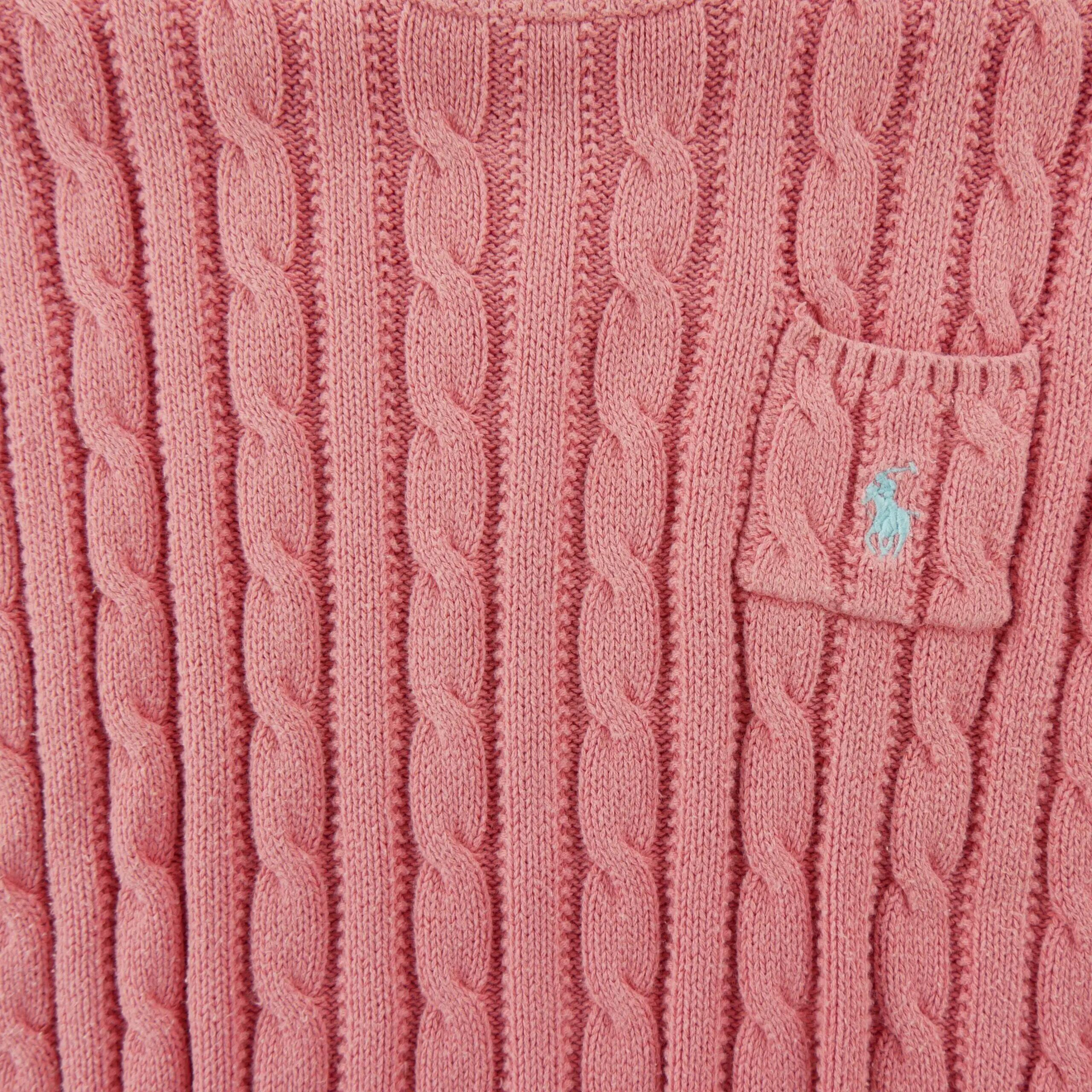 Tweedehands - Meisjes kabelgebreide trui roze - Als nieuw 3/8