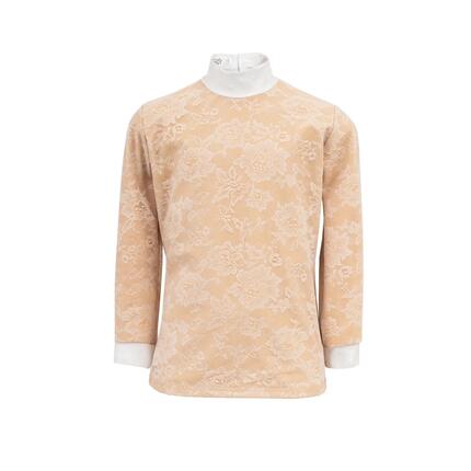 Polo d'équitation de concours manches longues fille Cavalliera Pure Lace