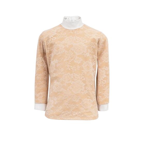 Polo d'équitation de concours manches longues fille Cavalliera Pure Lace
