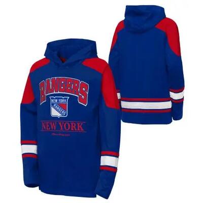 Outerstuff os fw25 gear up ls fashon jersey tee rangers youth blauw 100% katoen