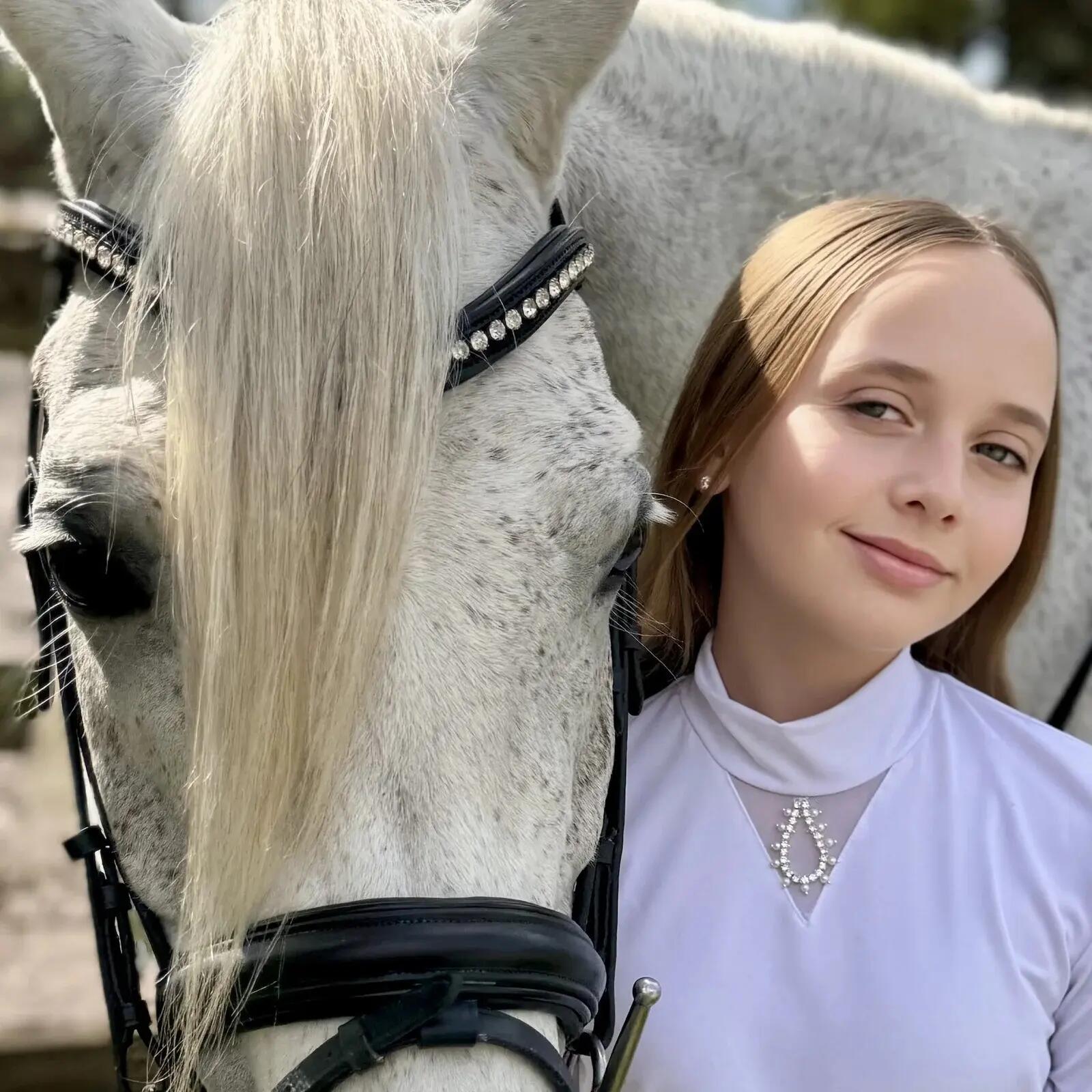 Polo d'équitation de concours fille Cavalliera Crystal Drop 2/3