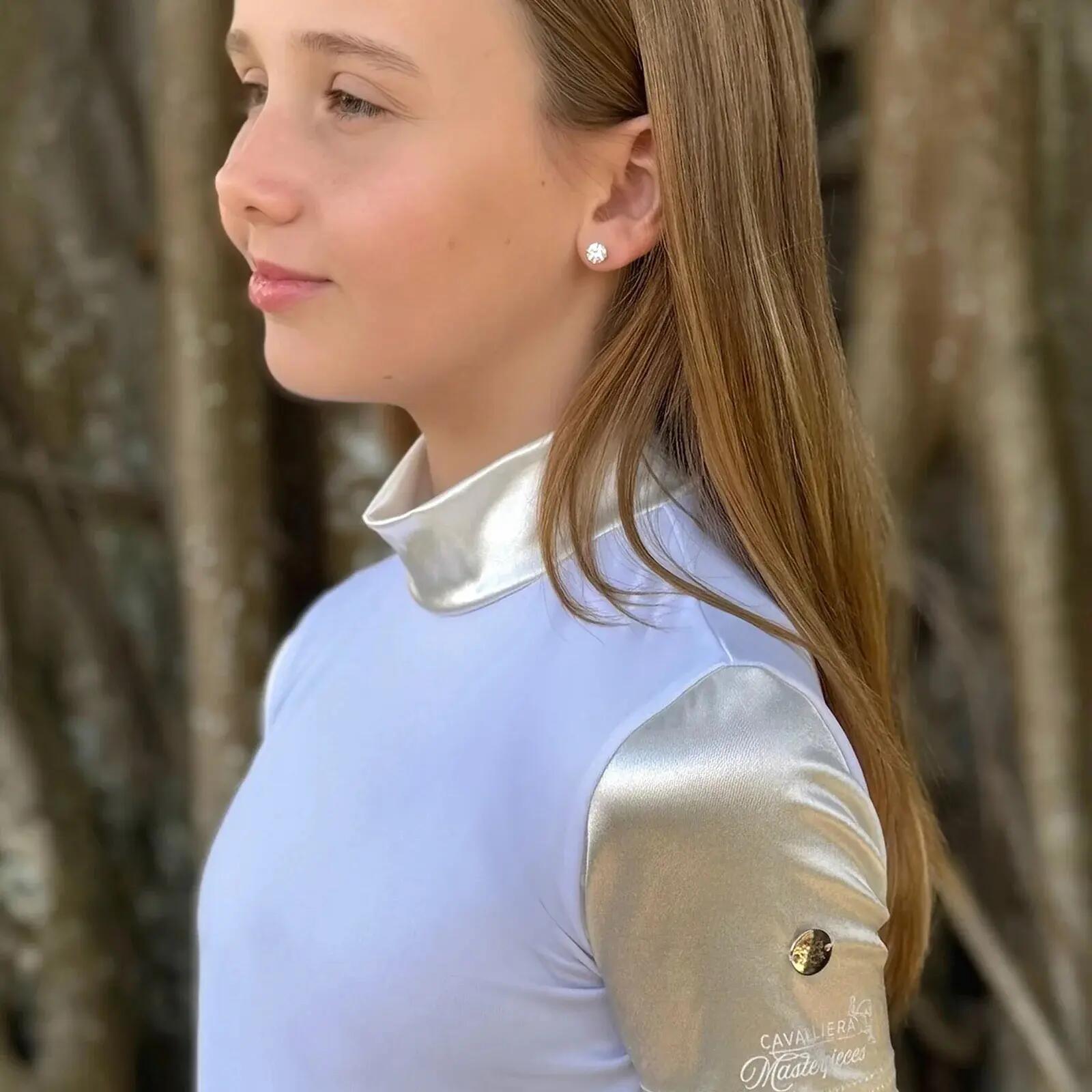 Polo d'équitation de concours manches longues fille Cavalliera Gilded 3/3