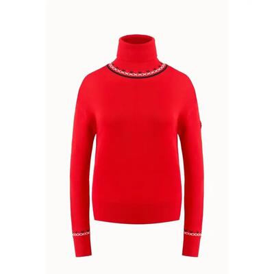 Trui - ski - dames - alba knit - kort model, hoge hals, bewegingsvrijheid - rood