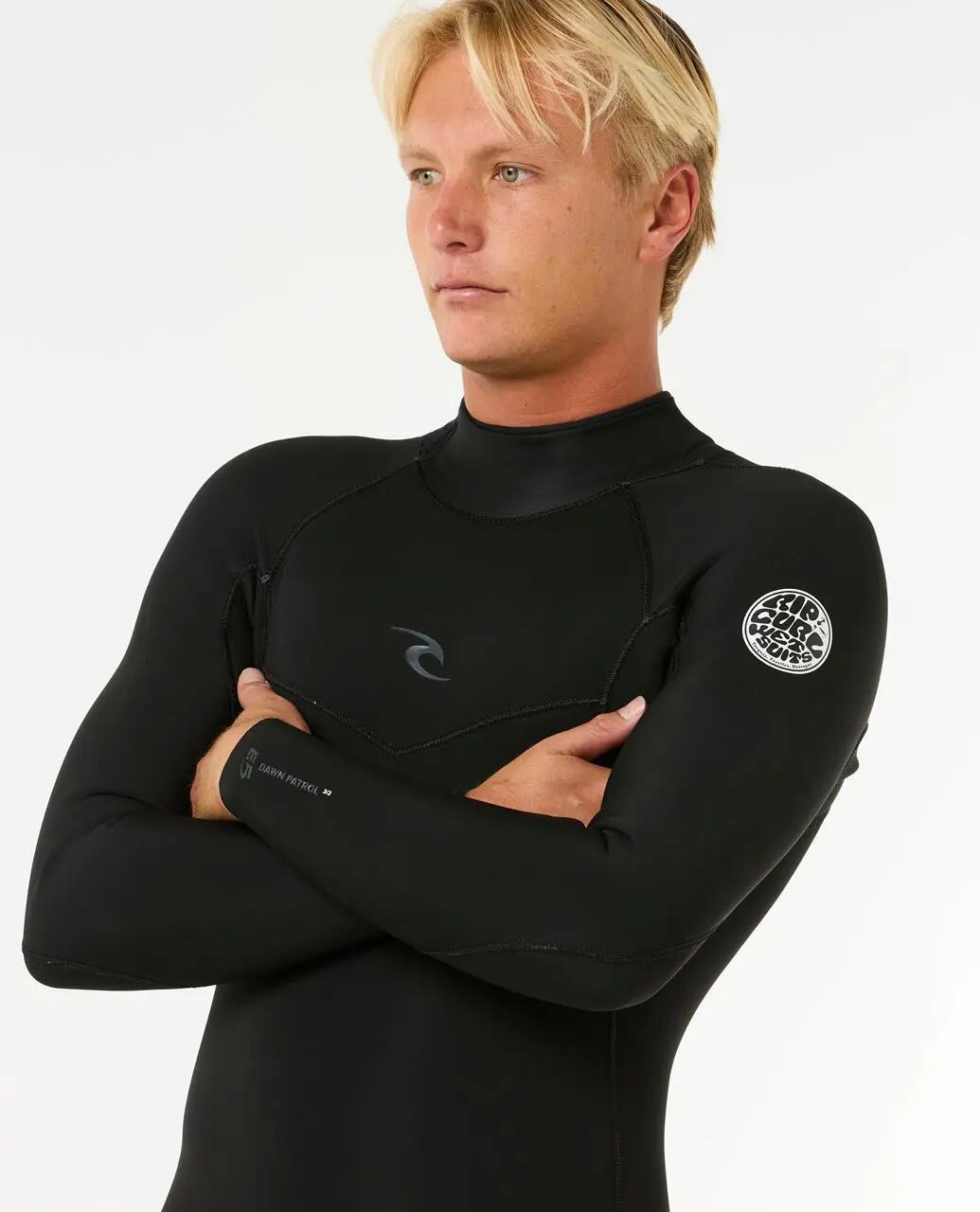 Surfwetsuit Heren Dawn Patrol 3/2 mm met rugrits - Noir 6/6