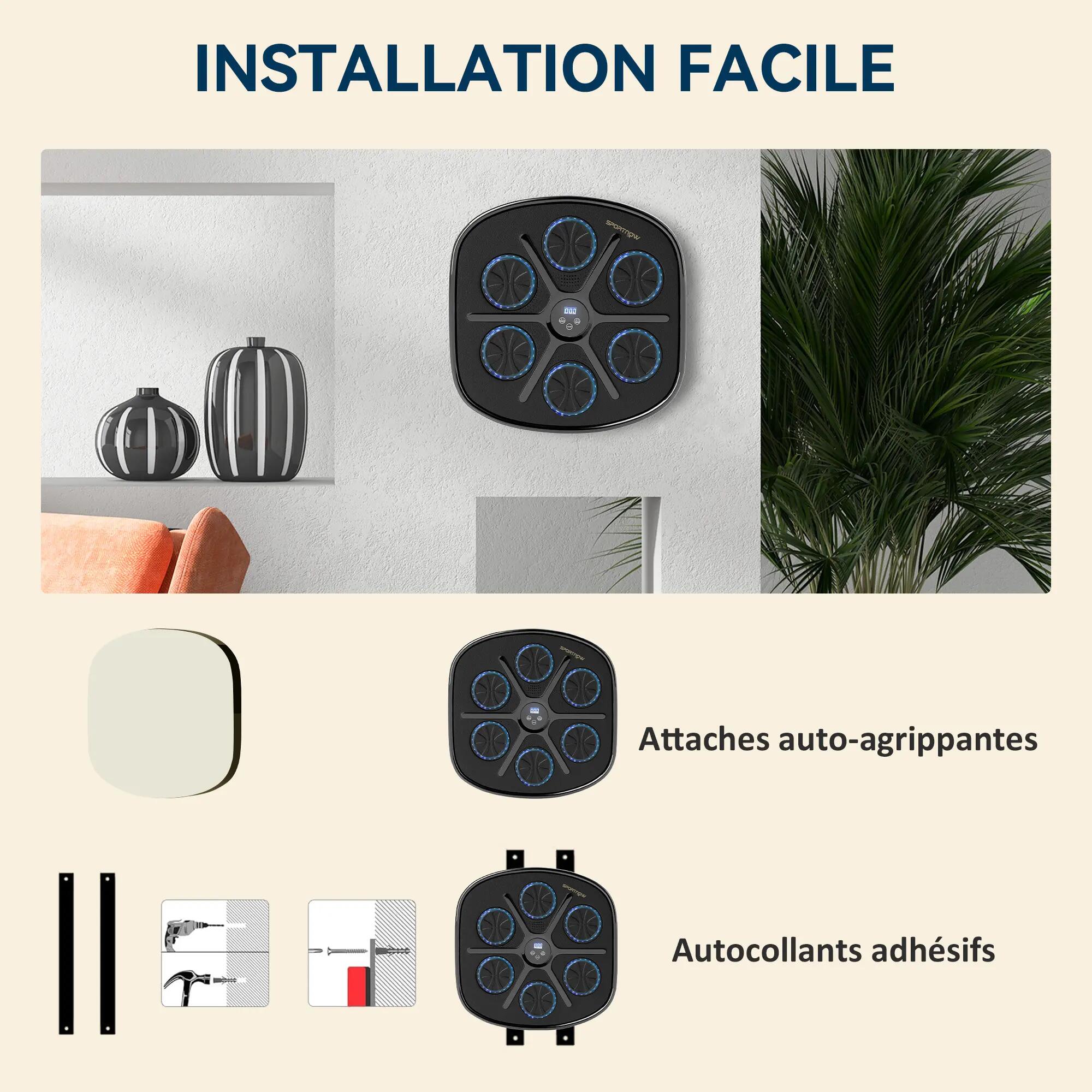Machine de boxe musicale boxe mural musique avec 9 vitesses et modes Bluetooth g 8/9