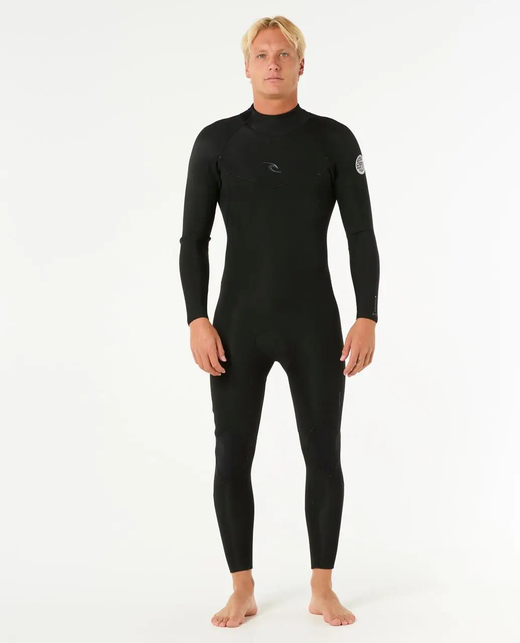 Surfwetsuit Heren Dawn Patrol 4/3 mm fullsuit met rugrits - Noir 3/6