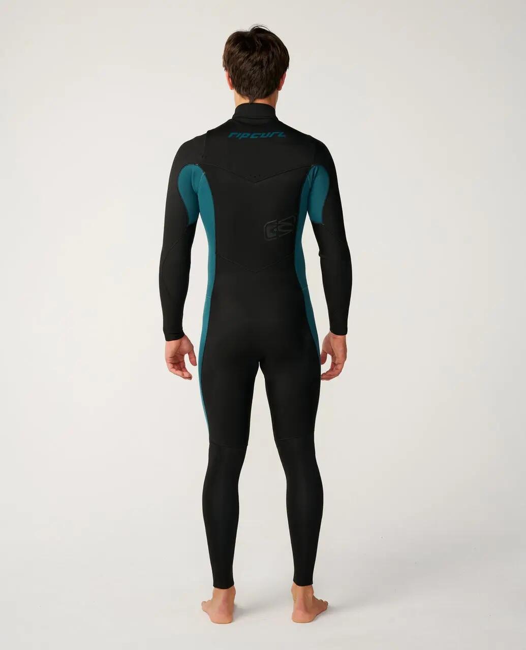 Surf-Neoprenanzug Herren Dawn Patrol 4/3 mm mit Brustreißverschluss - Green 5/8
