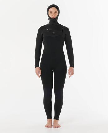 Surfwetsuit Dames Dawn Patrol 6/4 mm met borstrits - Noir