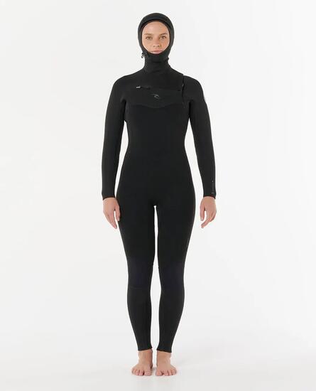 Surfwetsuit Dames Dawn Patrol 6/4 mm met borstrits - Noir