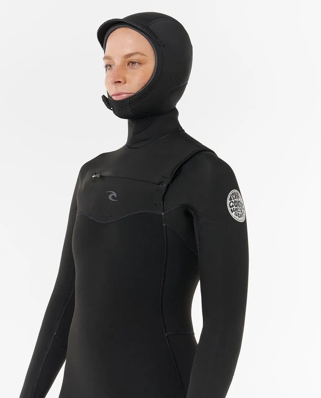 Surfwetsuit Dames Dawn Patrol 6/4 mm met borstrits - Noir 6/6