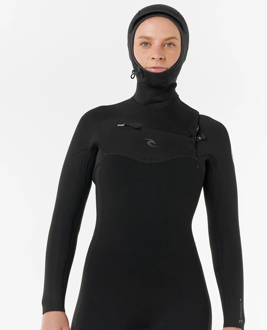 Surfwetsuit Dames Dawn Patrol 6/4 mm met borstrits - Noir 5/6