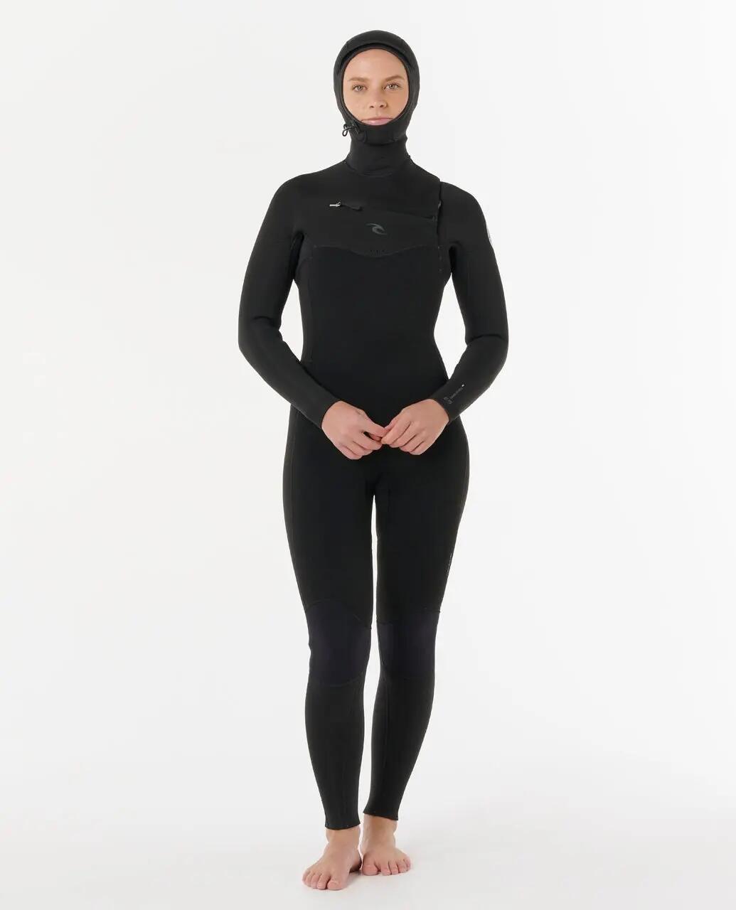 Surfwetsuit Dames Dawn Patrol 6/4 mm met borstrits - Noir 4/6