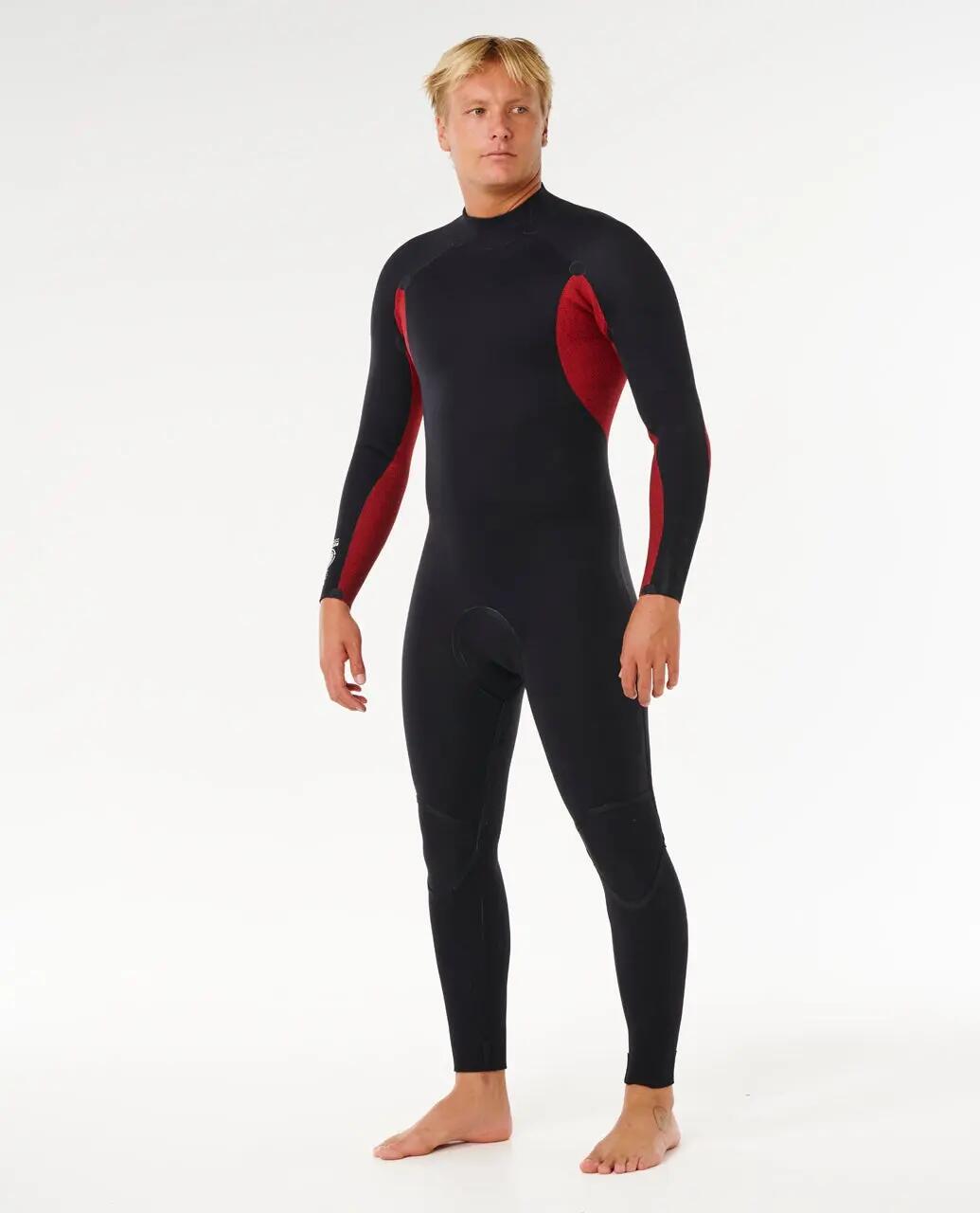 Surfwetsuit Heren Trad 3/2 mm met rugrits - Noir 4/6