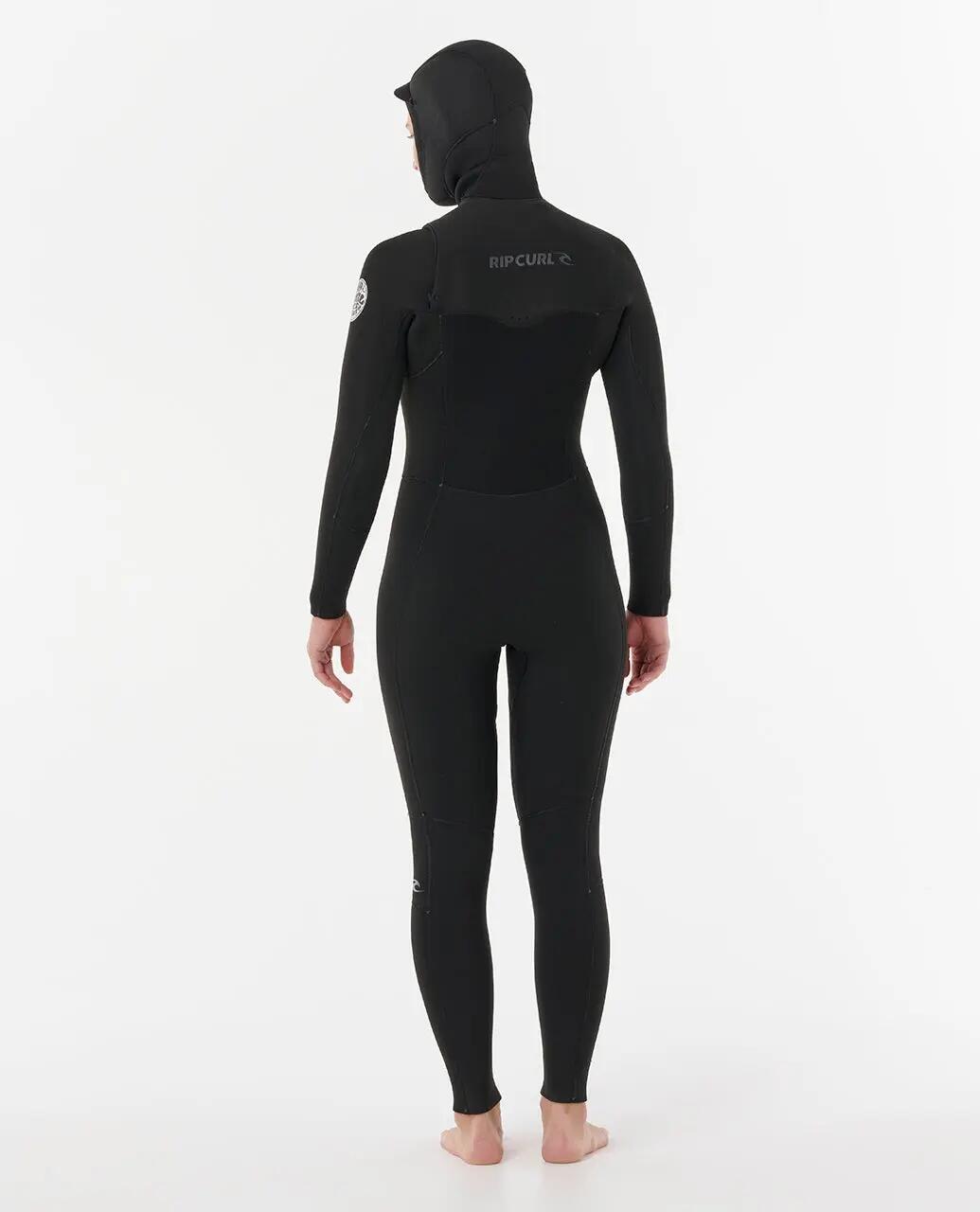 Surfwetsuit Dames Dawn Patrol 6/4 mm met borstrits - Noir 3/6