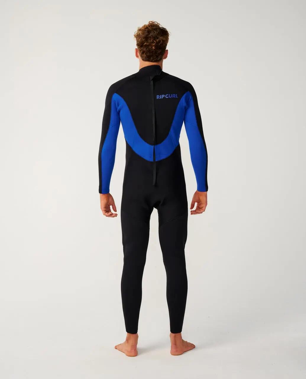 Surfwetsuit Heren Trad 3/2 mm met rugrits - Bleu 3/6