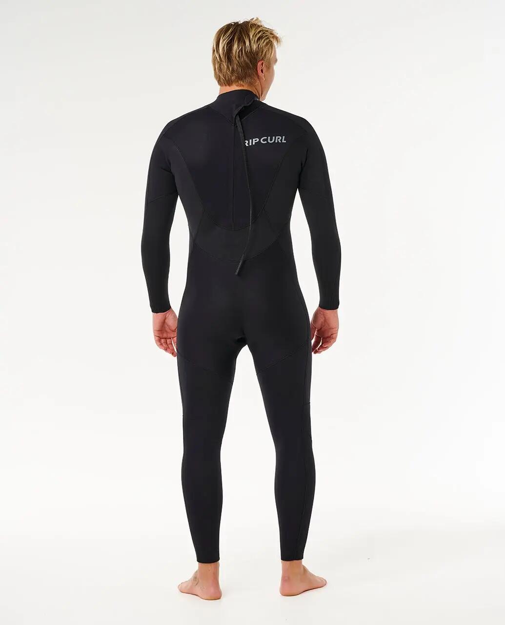 Surfwetsuit Heren Trad 3/2 mm met rugrits - Noir 3/6