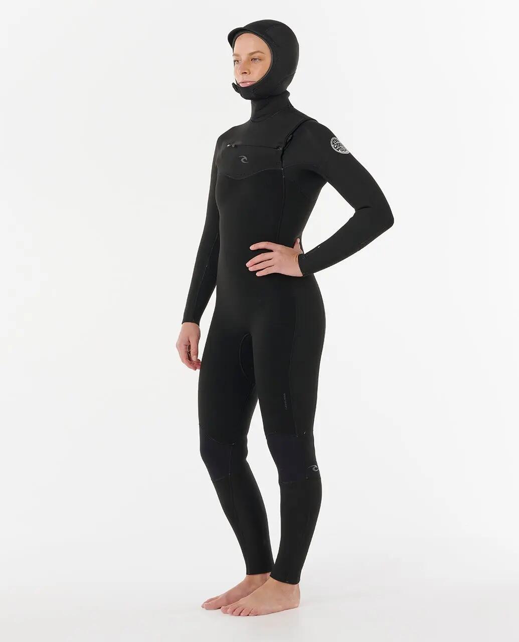 Surfwetsuit Dames Dawn Patrol 6/4 mm met borstrits - Noir 2/6