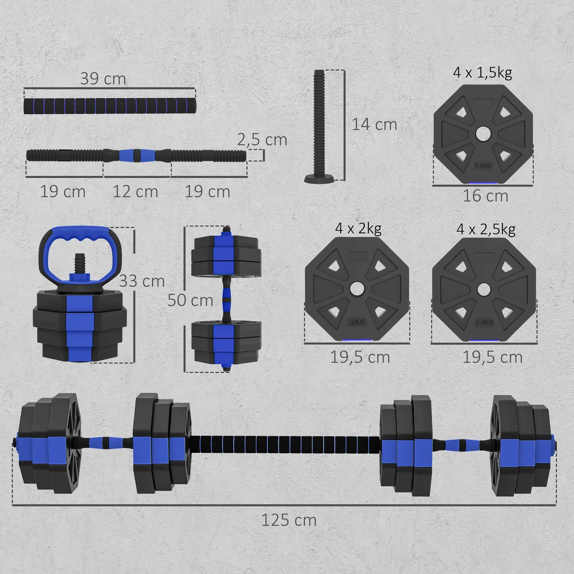 Ensemble haltères musculation 4-en-1 - Haltères, kettlebell, push-up 3/5