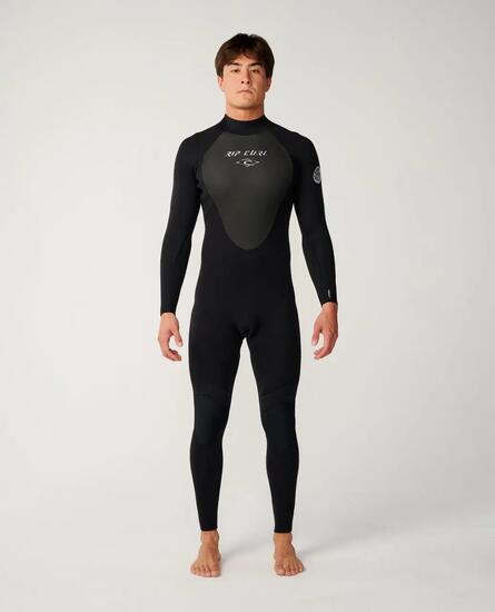 Surfwetsuit Heren Omega 4/3 mm met rugrits - Black