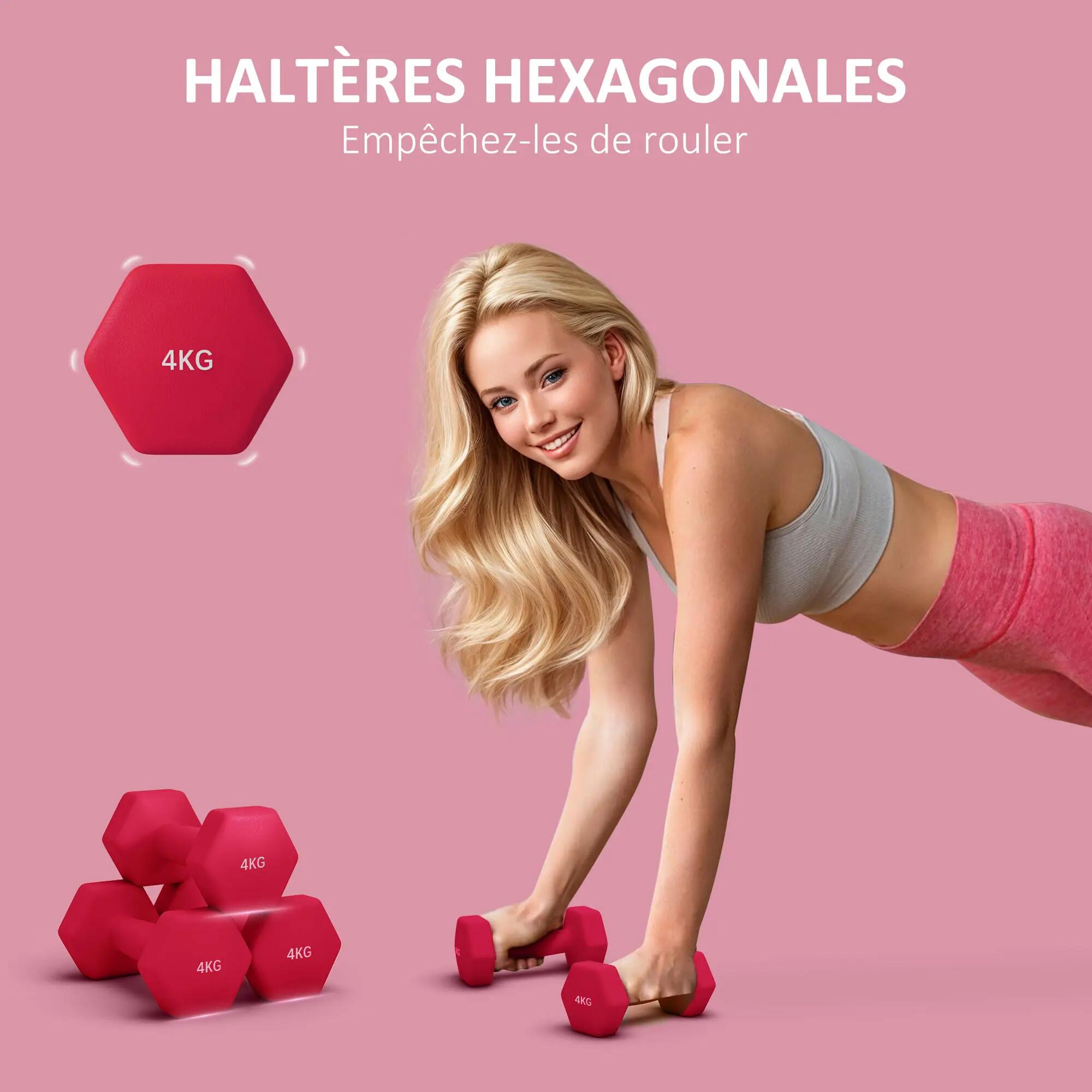 Lot de 2 haltères hexagonales avec poignée antidérapante pour l'entraînement à l 6/9