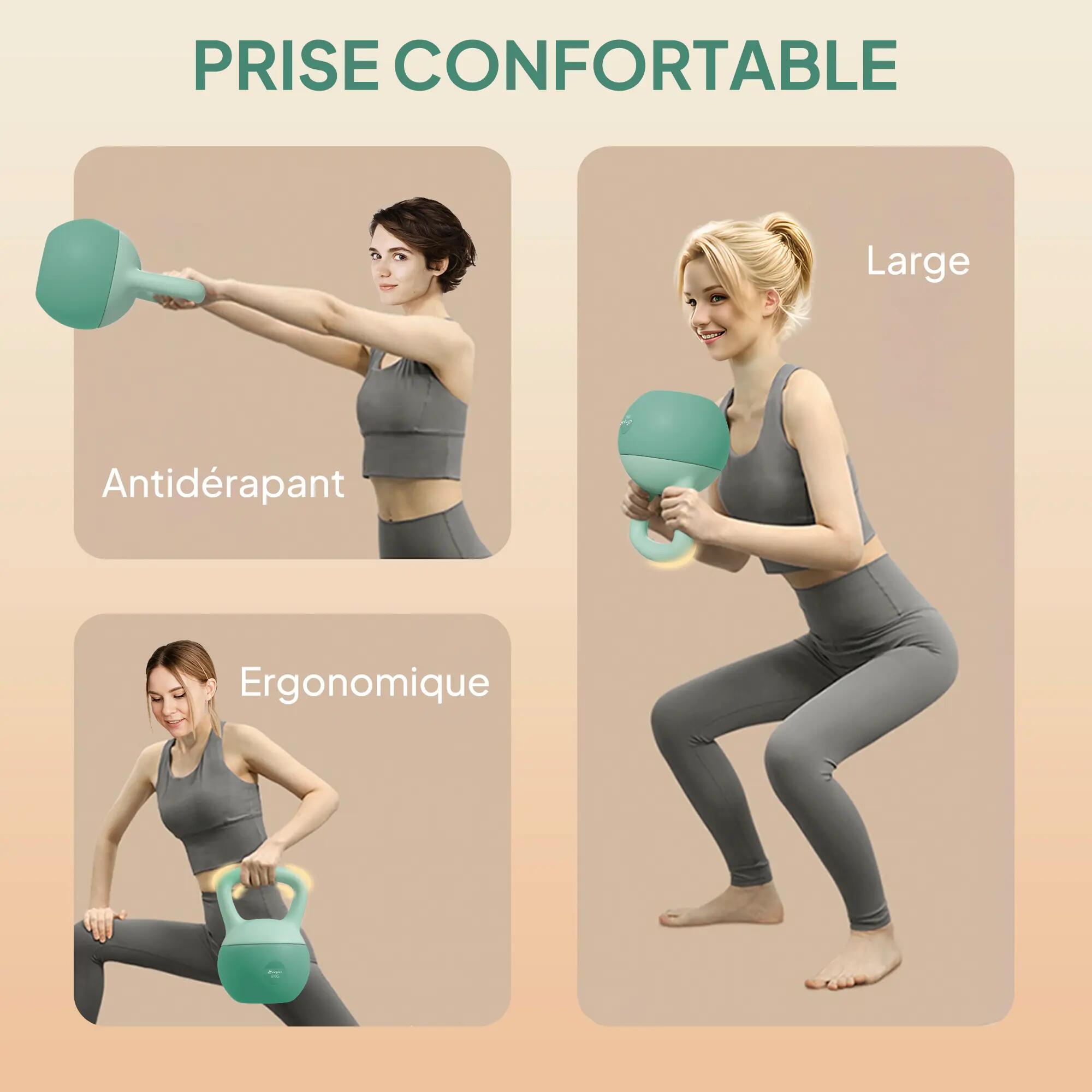 Kettlebell 8 kg, avec poignée antidérapante, vert 5/5
