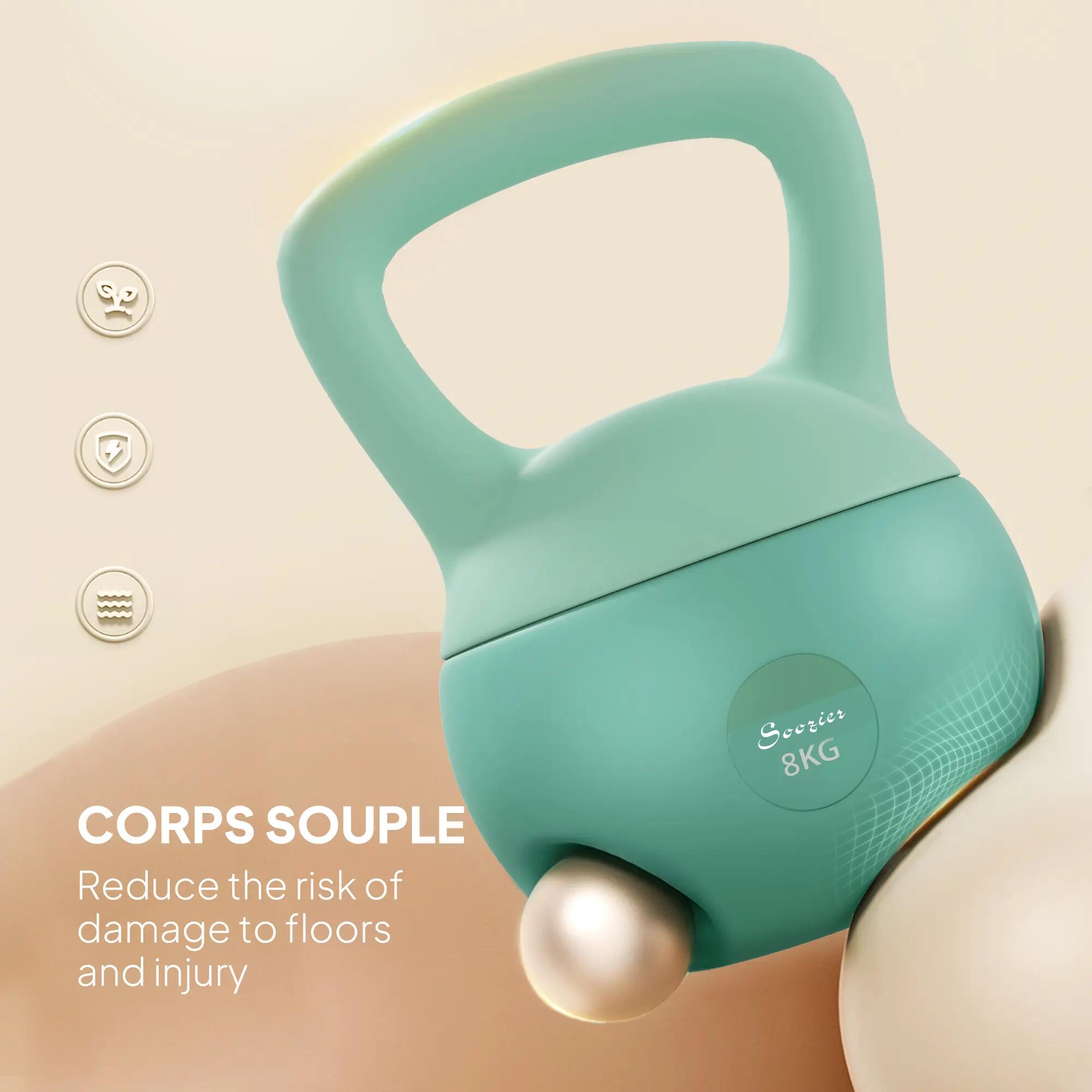 Kettlebell 8 kg, avec poignée antidérapante, vert 4/5