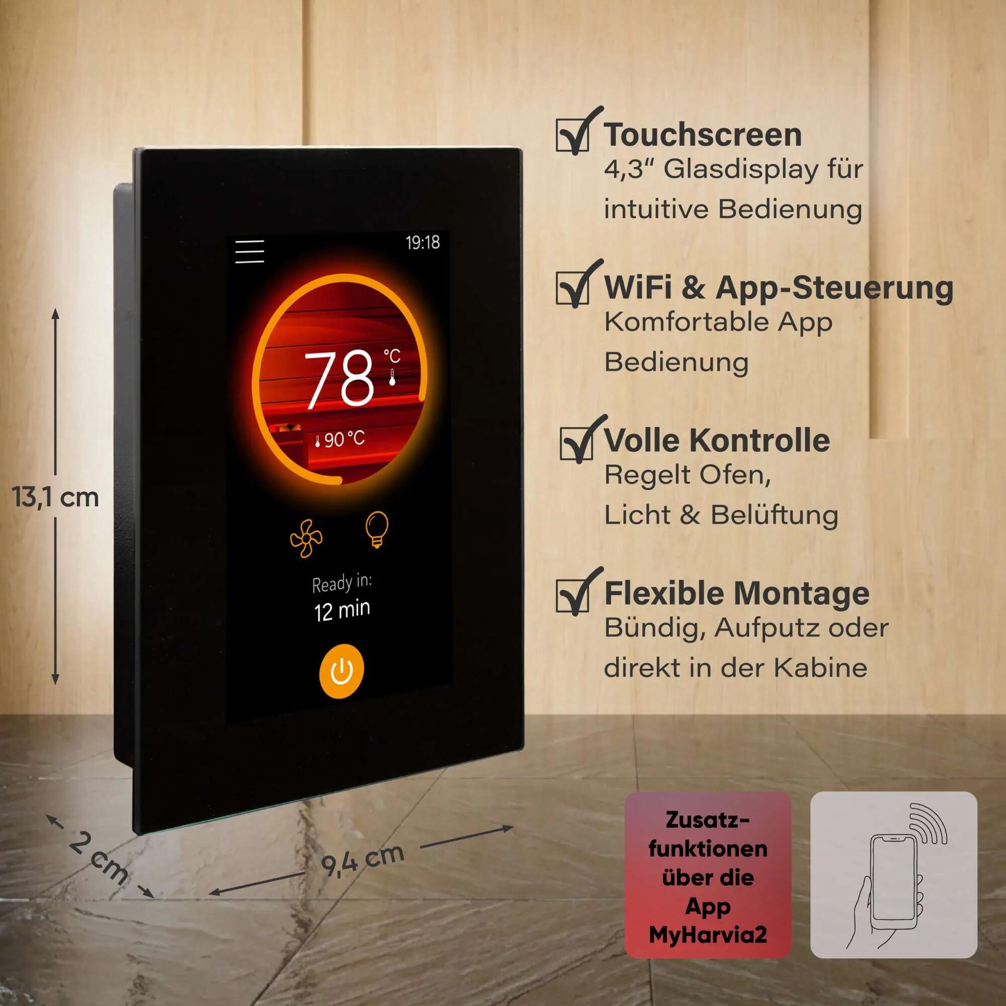 Harvia Sound M60E Black 6 kW Saunaofen & Fenix FX110 WiFi Steuerung -
Smart Upgr 6/6