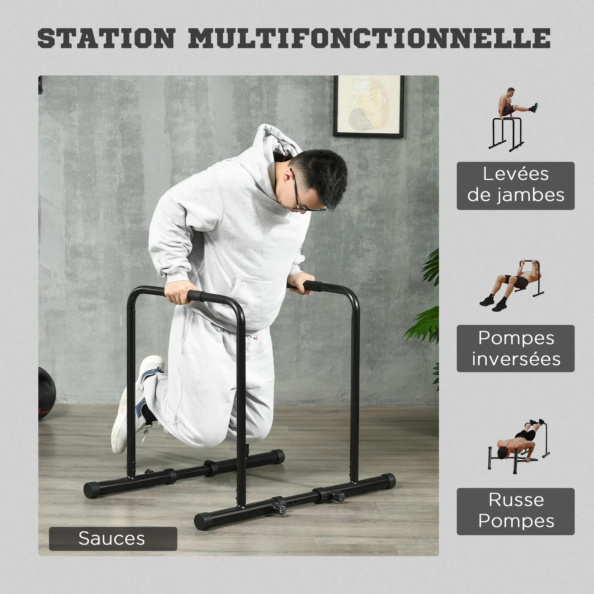 Dips Barre Parallèle Station de Musculation en Acier, Hauteur et Espacement 6/9