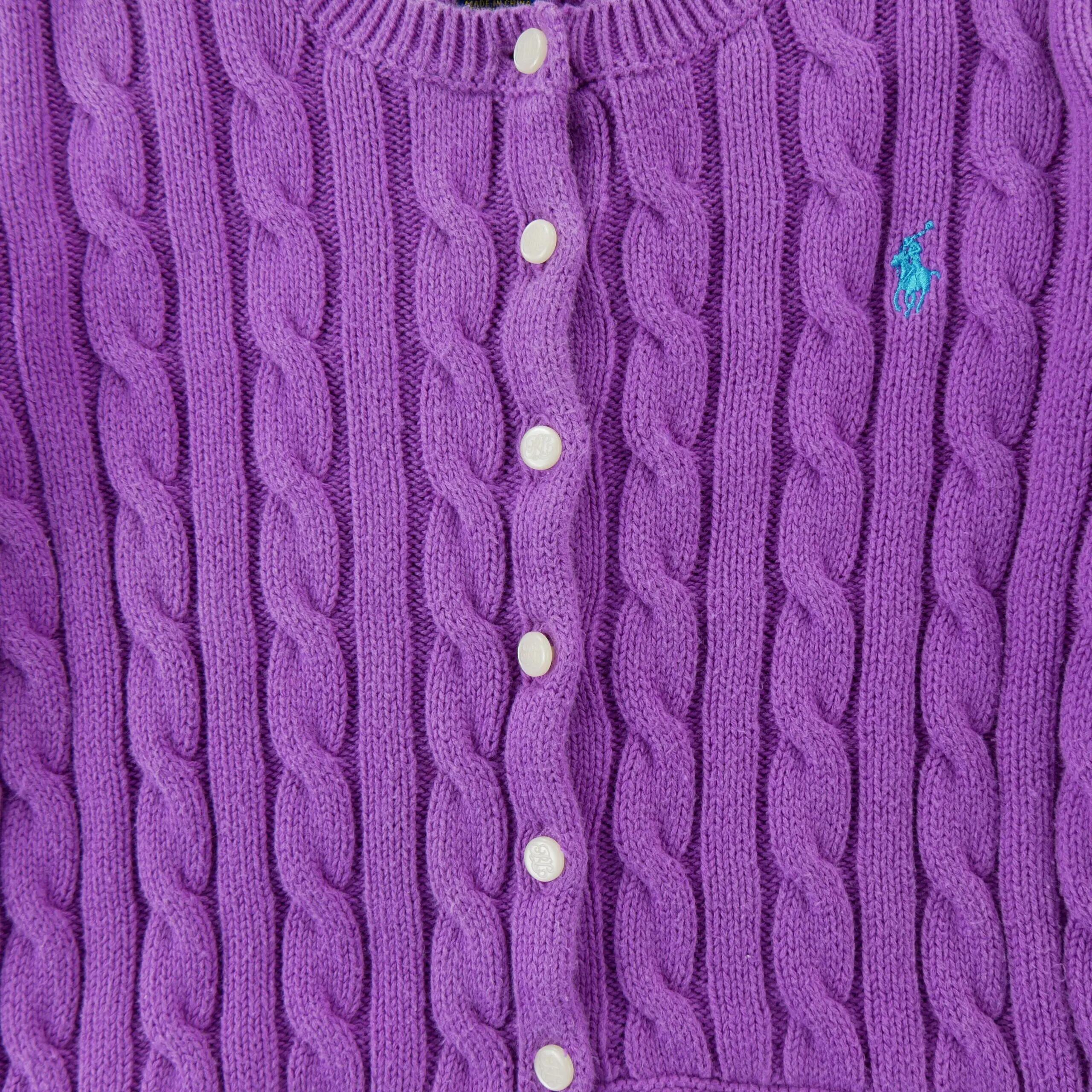 Tweedehands - Gilets meisjes kabelgebreide katoen met borduurde pony - Als nieuw 3/8