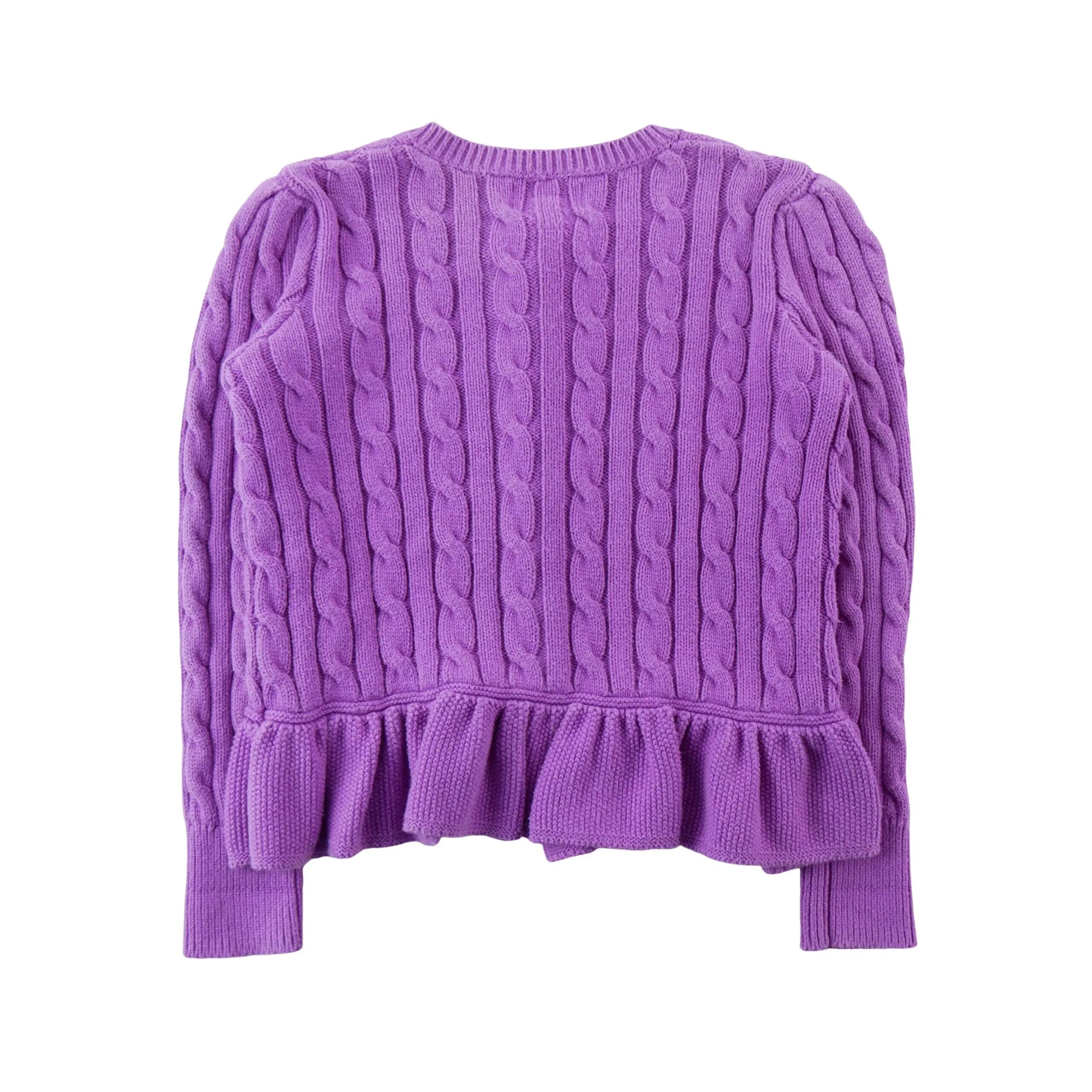 Tweedehands - Gilets meisjes kabelgebreide katoen met borduurde pony - Als nieuw 2/8