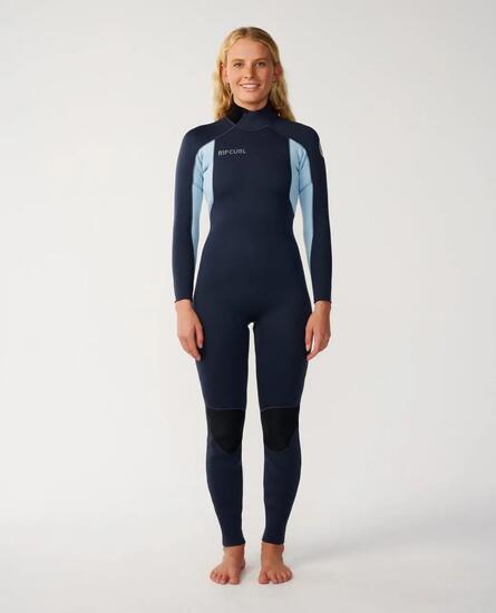 Surfwetsuit Dames Trad 3/2 mm met rugrits - Marine