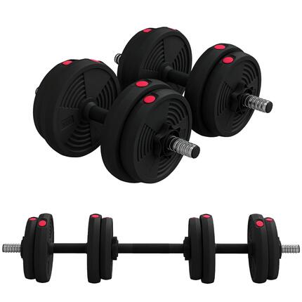 Haltères 2 en 1 réglables - haltères libres 15 Kg - barres incluses