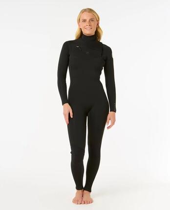 Surfwetsuit Dames Dawn Patrol 3/2 mm met borstrits - Chocolate