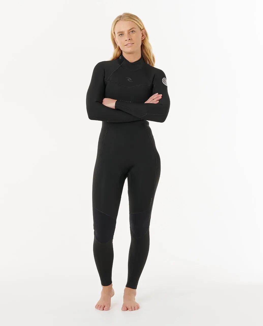 Surfwetsuit Dames Dawn Patrol 5/3 mm met rugrits - Noir 4/6
