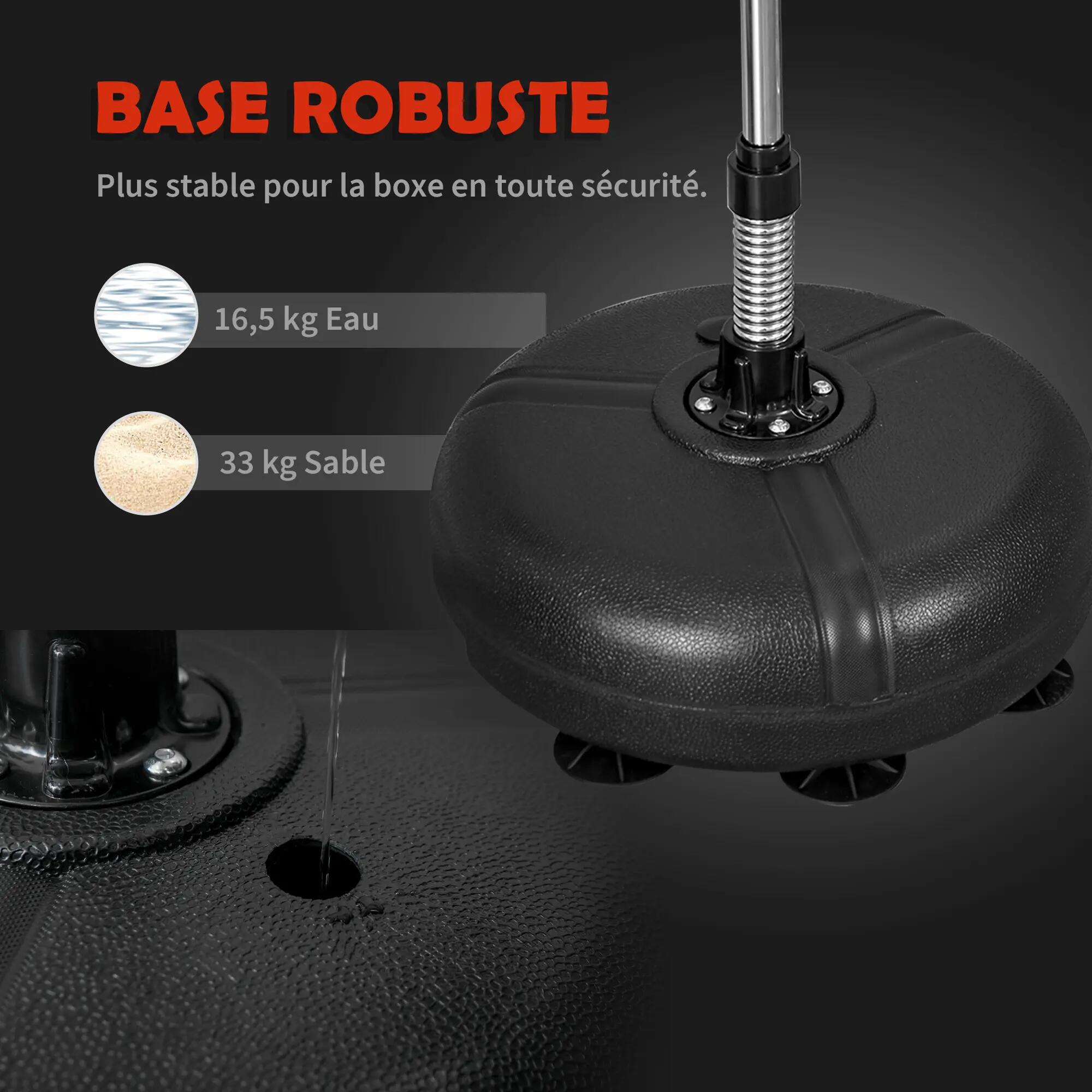 Punching ball sur pied réglable hauteur 133 -151 cm, sac de frappe sur pied 2 ga 9/9
