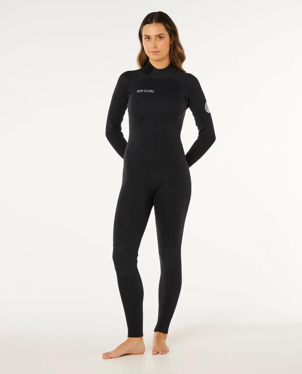 Surfwetsuit Dames Trad 4/3 mm met rugrits - Noir 4/6