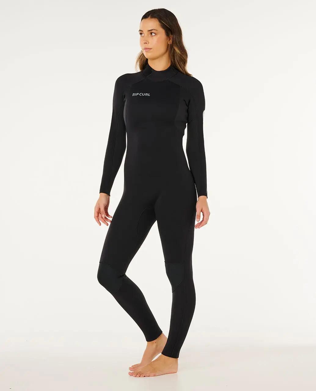 Surfwetsuit Dames Trad 4/3 mm met rugrits - Noir 2/6