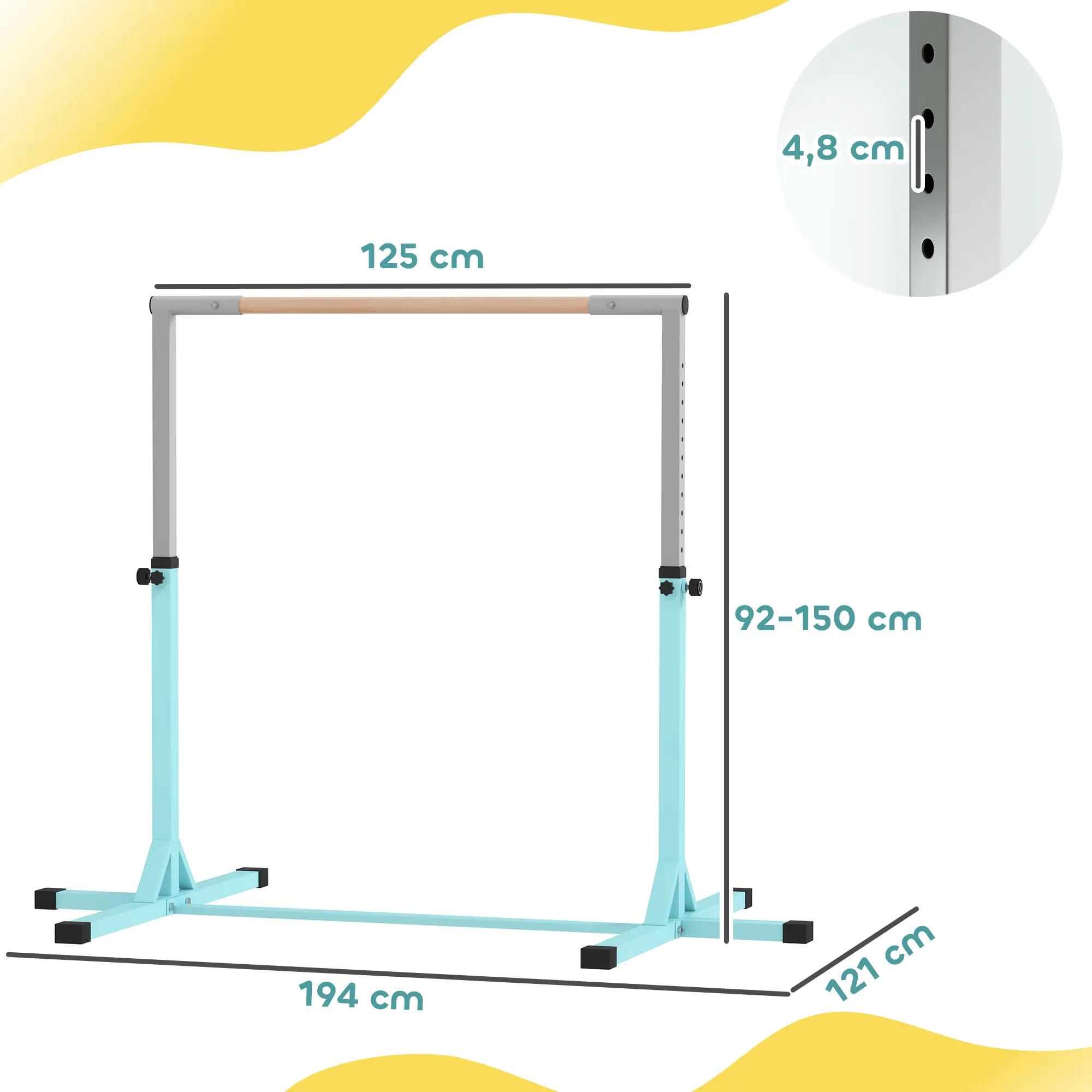 Barre fixe de gymnastique enfant acier bois 3/5