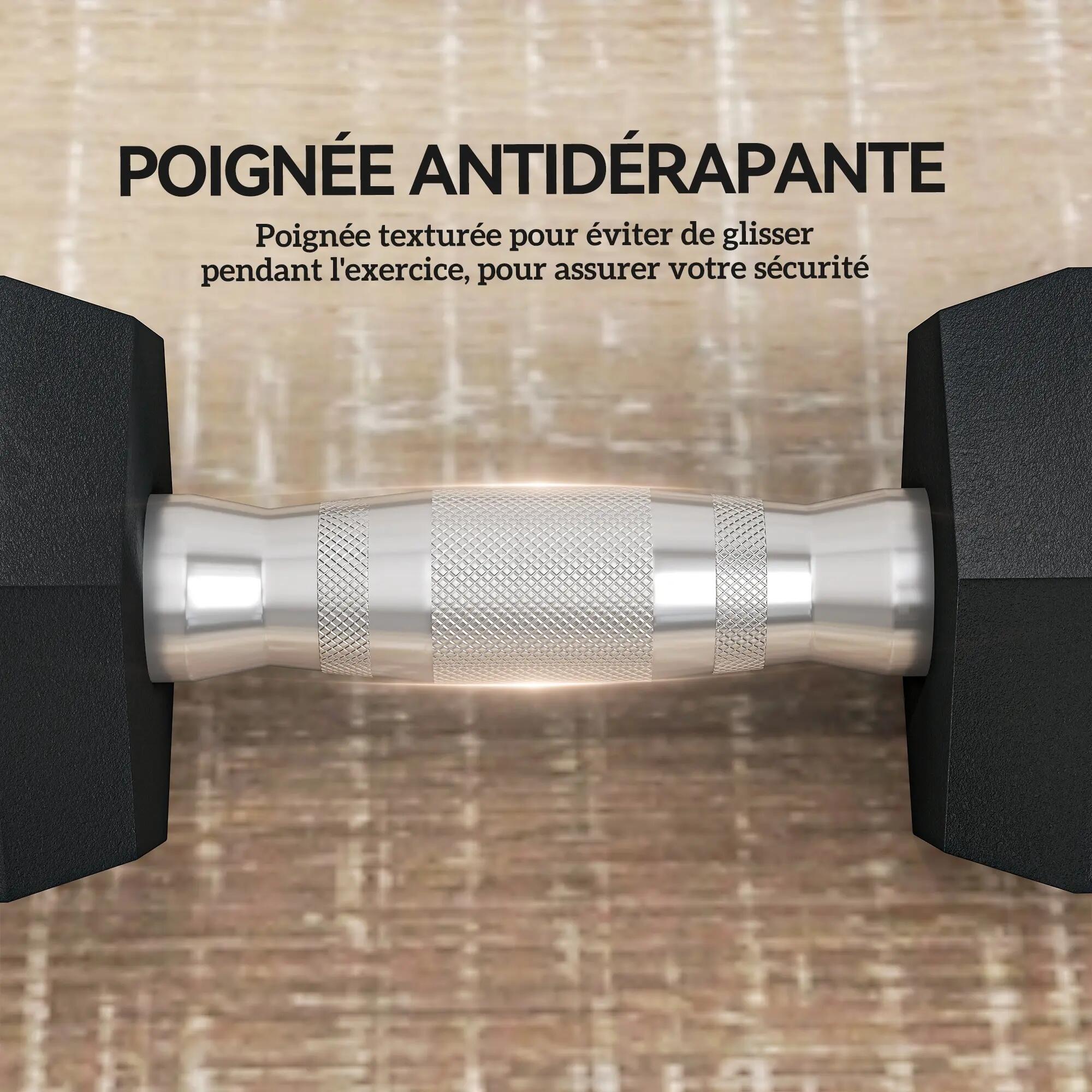 Ensemble d'haltères courtes, lot de 2 haltères hexagonaux recouverts de caoutcho 7/9