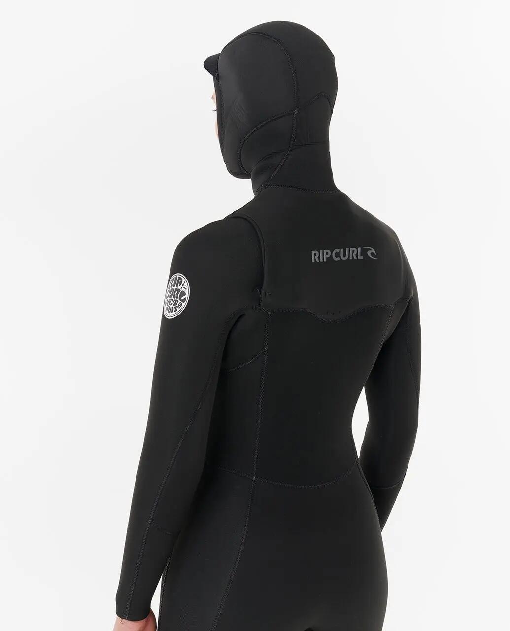 Surfwetsuit Dames Dawn Patrol 5/4 mm fullsuit met borstrits - Noir 5/6