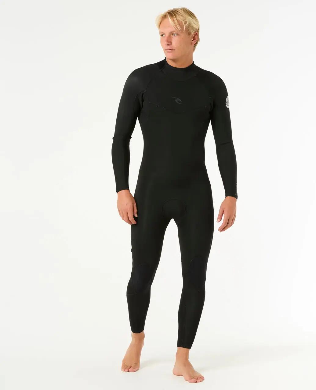 Surfwetsuit Heren Dawn Patrol 4/3 mm met rugrits - Noir 4/6