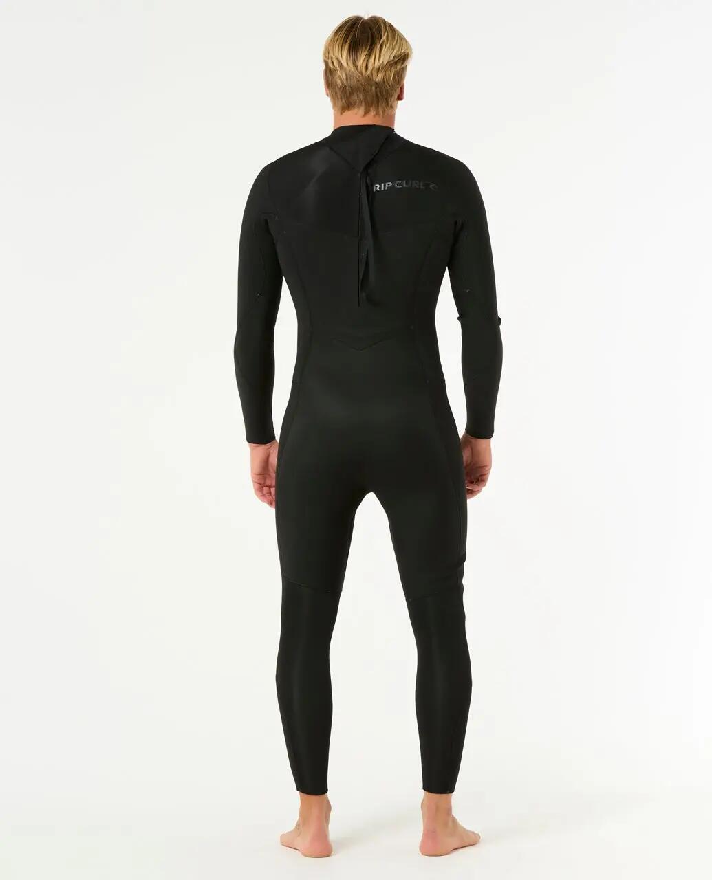 Surfwetsuit Heren Dawn Patrol 4/3 mm met rugrits - Noir 3/6