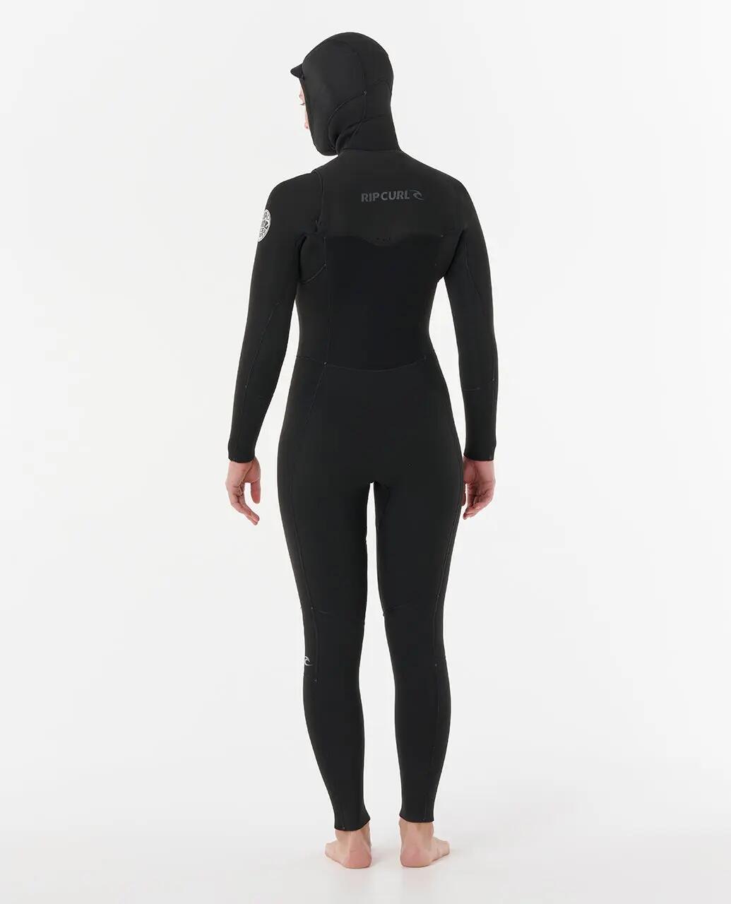 Surfwetsuit Dames Dawn Patrol 5/4 mm fullsuit met borstrits - Noir 3/6