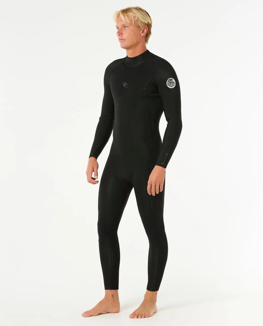 Surfwetsuit Heren Dawn Patrol 4/3 mm met rugrits - Noir 2/6