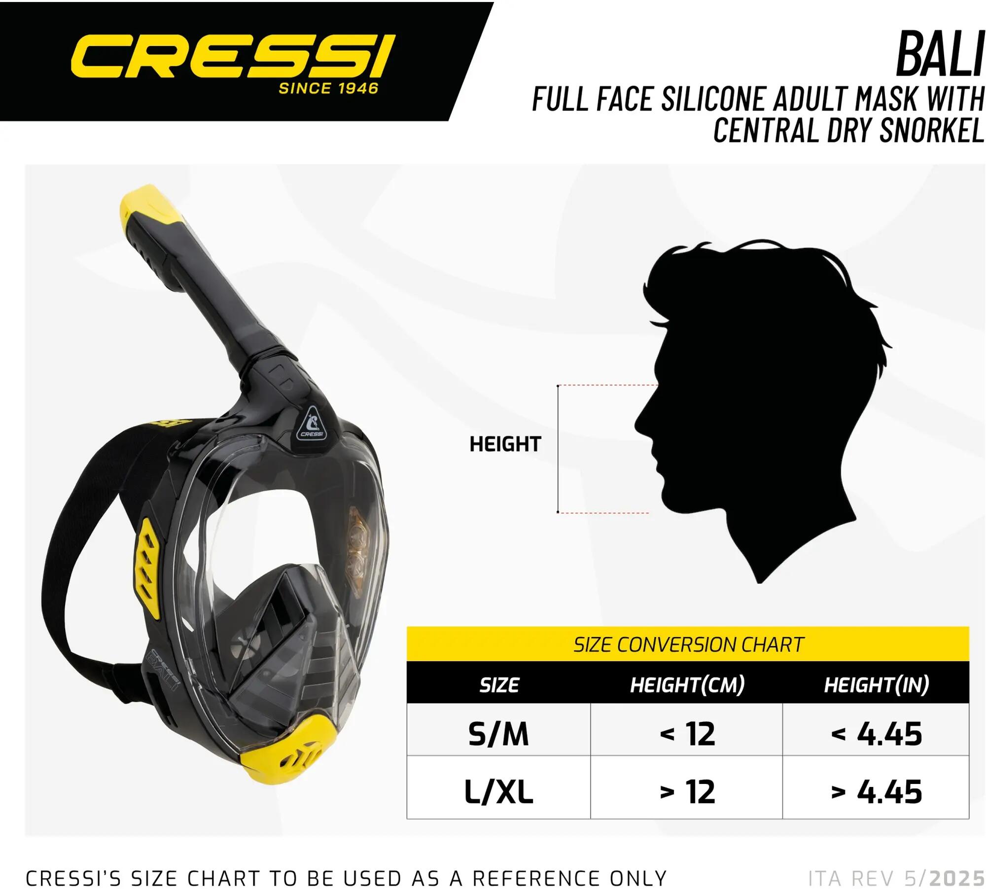 Cressi Maschera Integrale Bali Nero/Blu L/XL 5/5