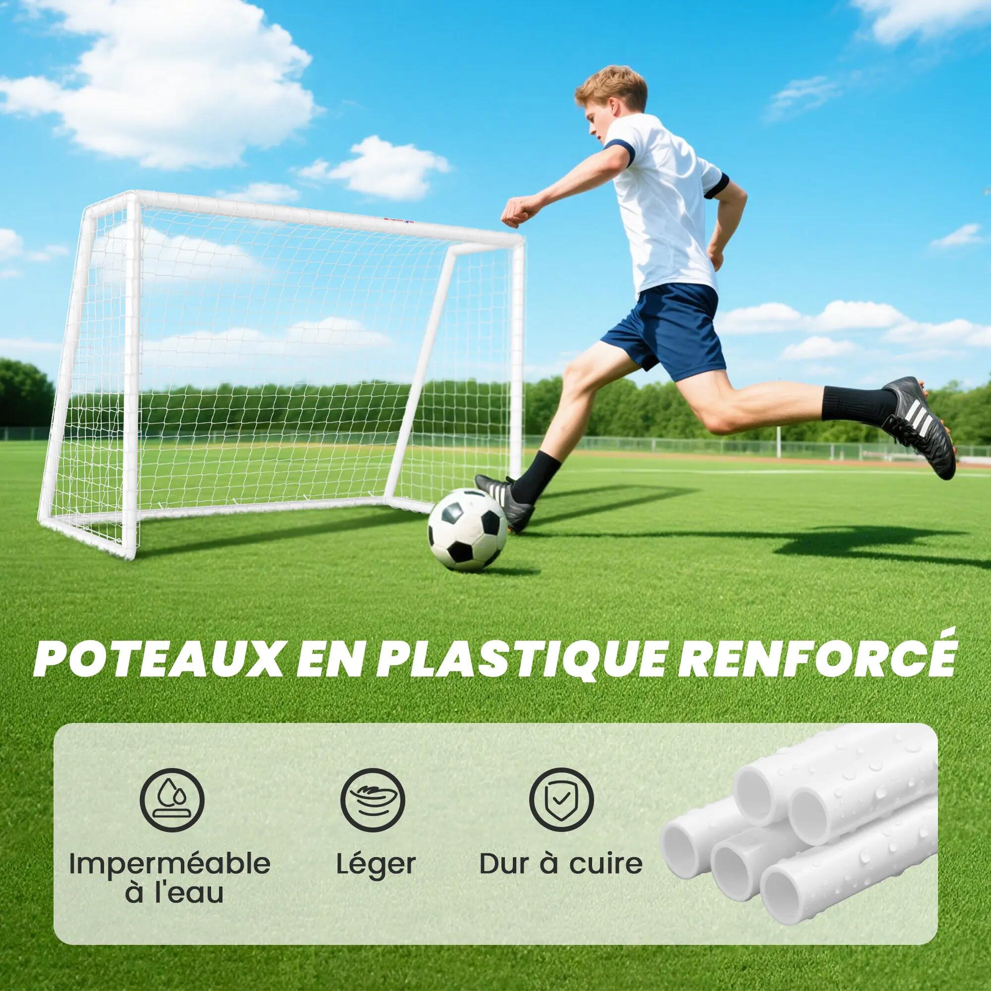 But de football cage de foot - dim. 180L x 92l x 124H cm - PVC blanc 5/5