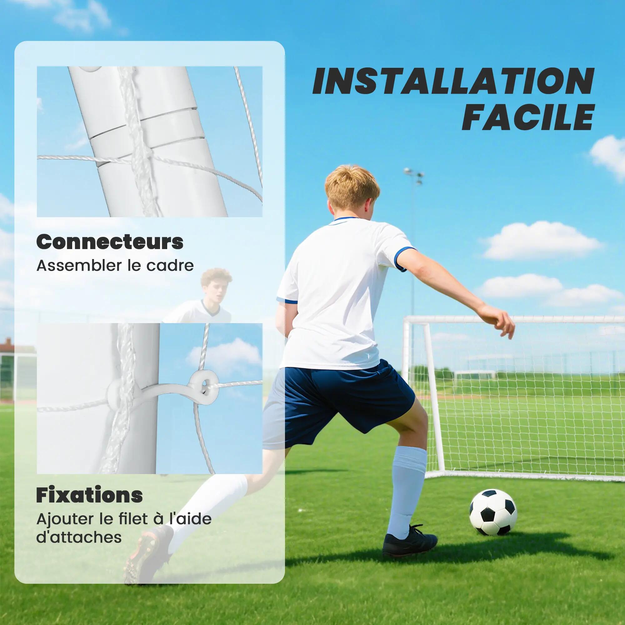 But de football cage de foot - dim. 180L x 92l x 124H cm - PVC blanc 4/5