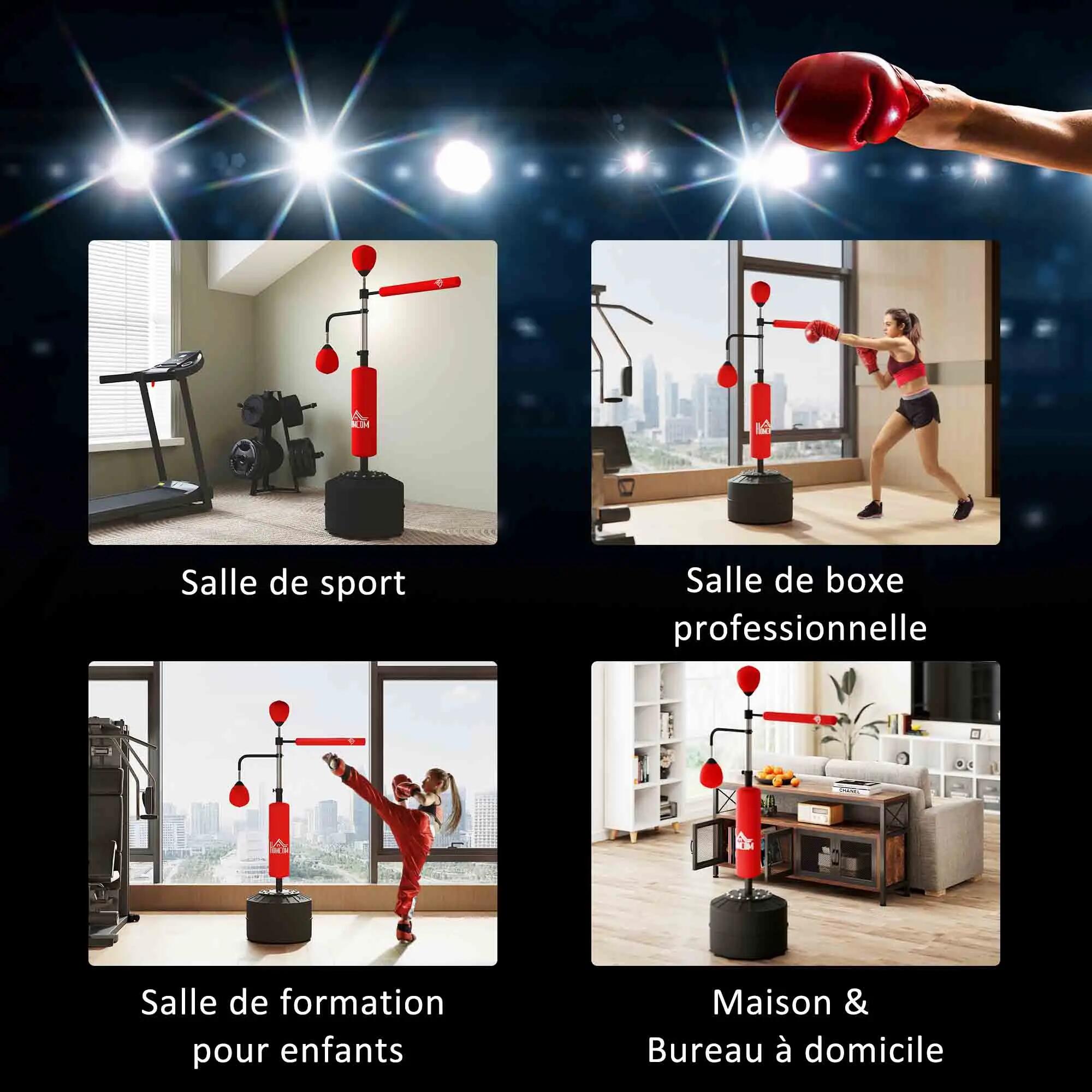 Sac de frappe sur pied 4 en 1 punching ball autonome balles de vitesse barre rot 9/9
