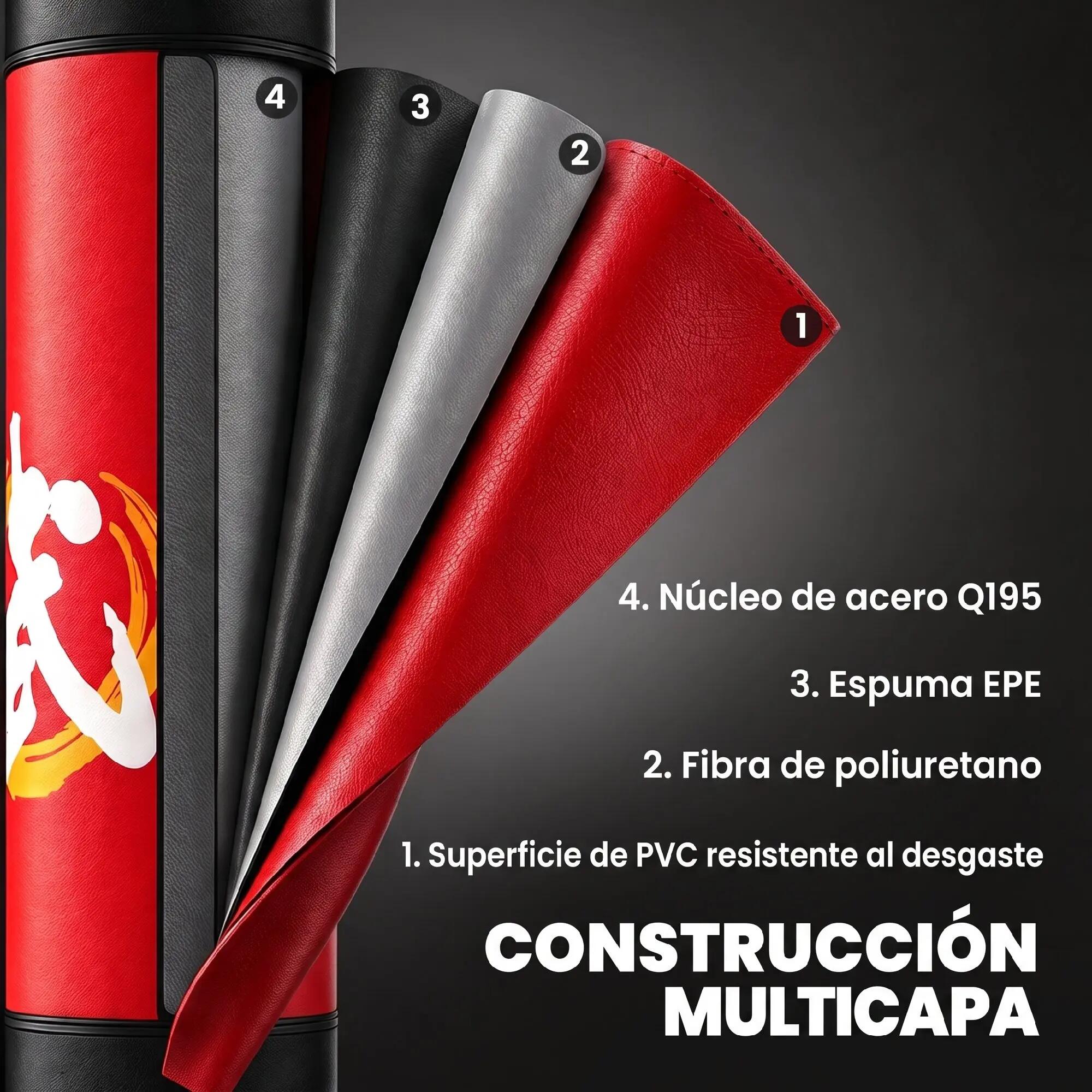 Sac de frappe autoportant adulte 156 cm avec 12 ventouses pour l'absorption des 8/9