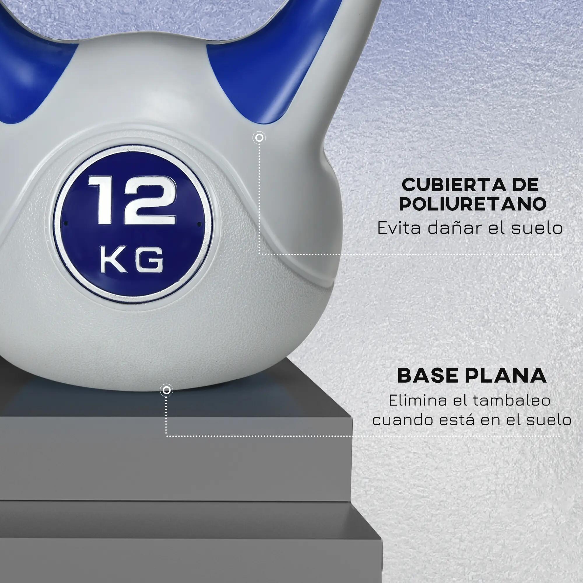 Kettlebell 12 kg, revêtement PU et remplissage de sable pour musculation, 24 x 1 8/9